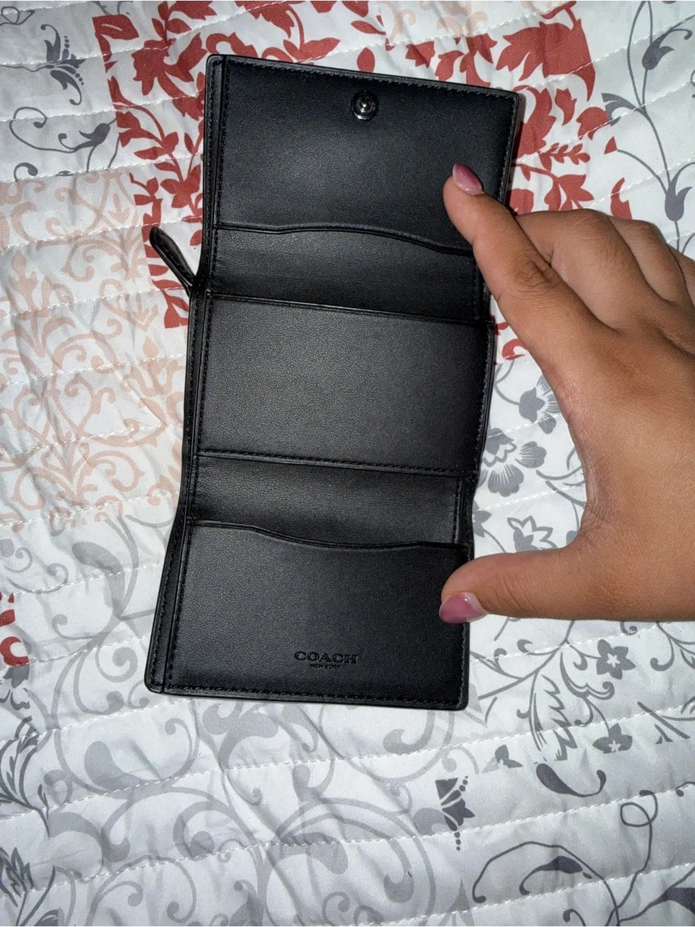 Coach Refined Calf Leather Micro Wallet in black